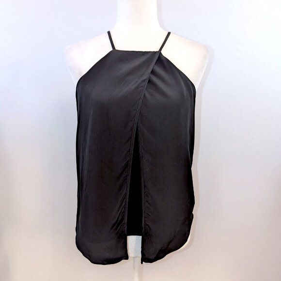Milly | 100% Silk Crossover Tank in Black | Size 4 - Picture 2 of 11